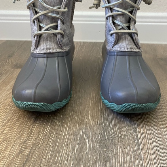 Sperry Gray and Green Duck Boots - Picture 5 of 11